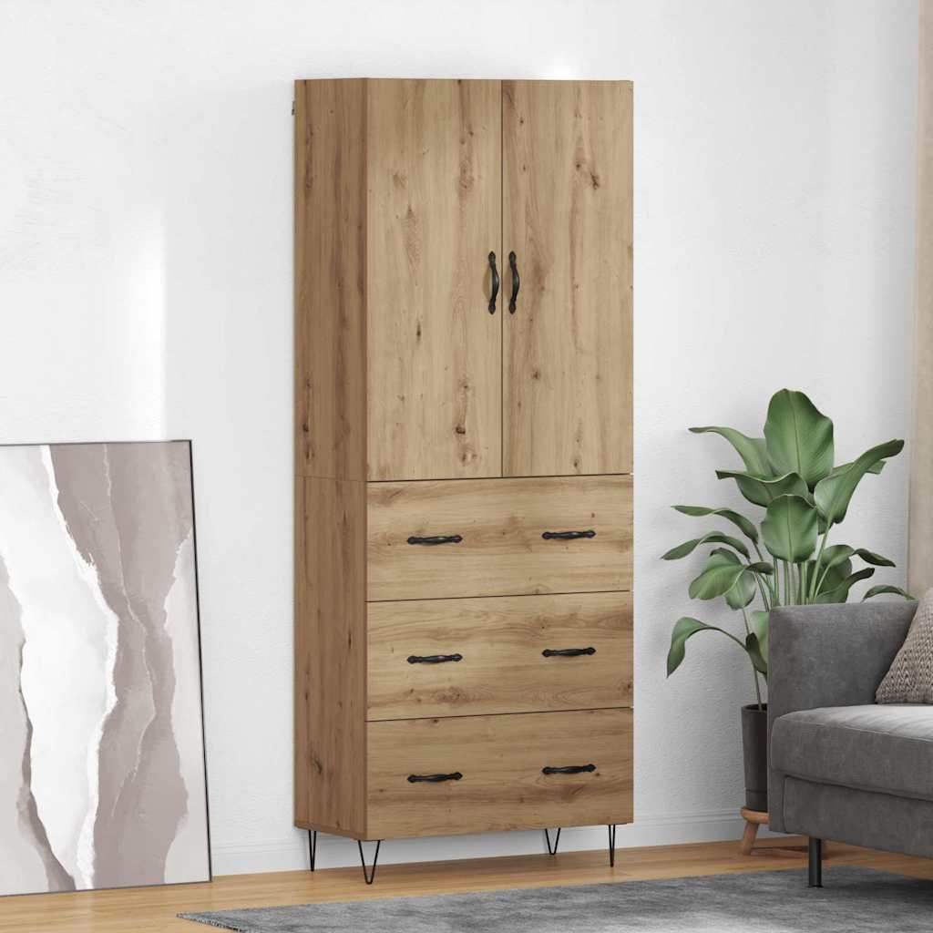 vidaXL Meuble haut 2 pcs Bois d'ingénierie chêne Artisan et verre