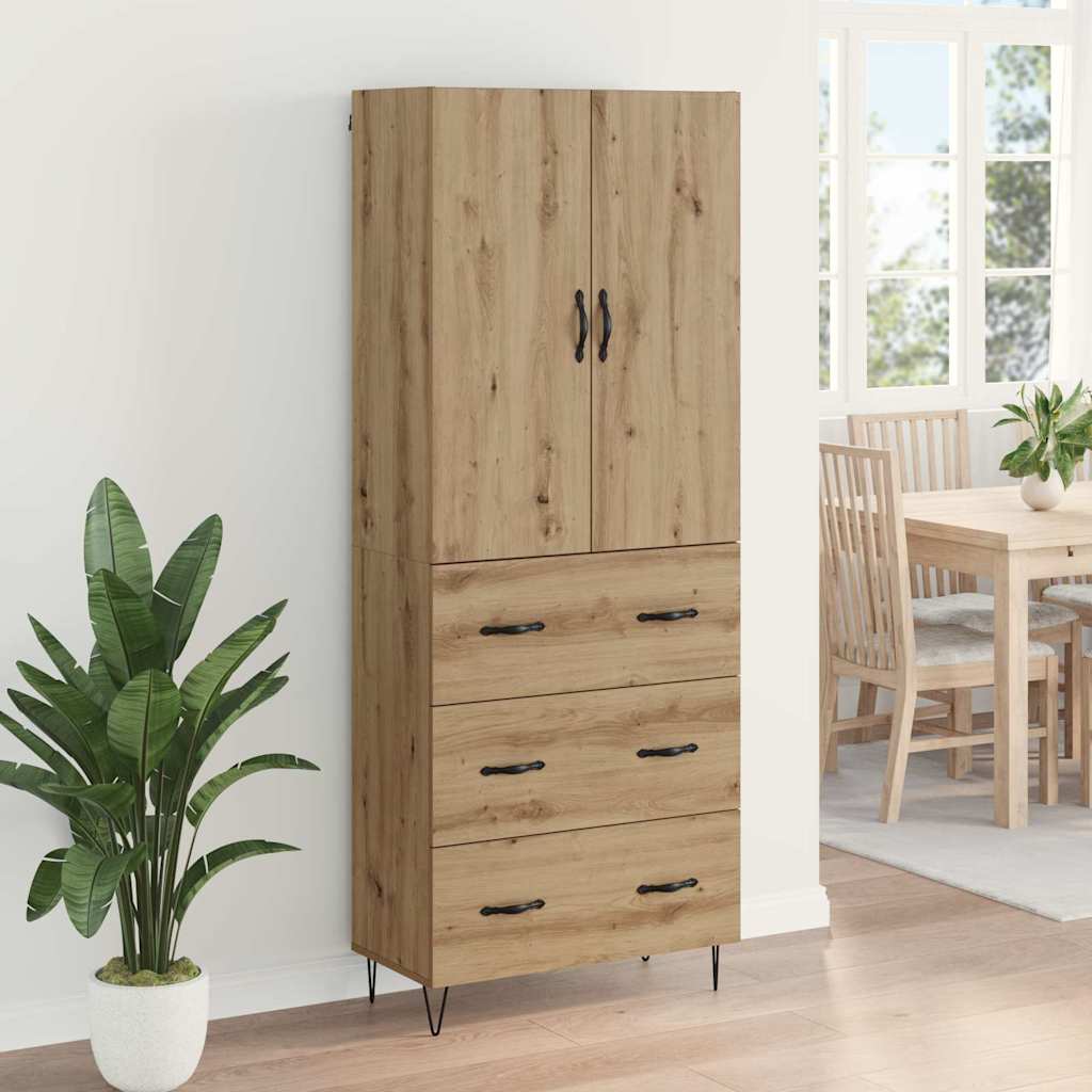 vidaXL Meuble haut 2 pcs Bois d'ingénierie chêne Artisan et verre