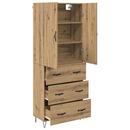 vidaXL Meuble haut 2 pcs Bois d'ingénierie chêne Artisan et verre