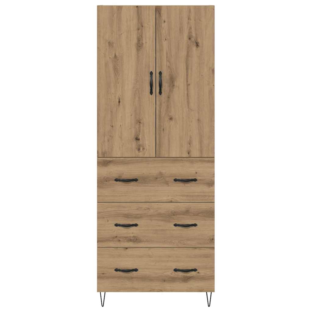 vidaXL Meuble haut 2 pcs Bois d'ingénierie chêne Artisan et verre