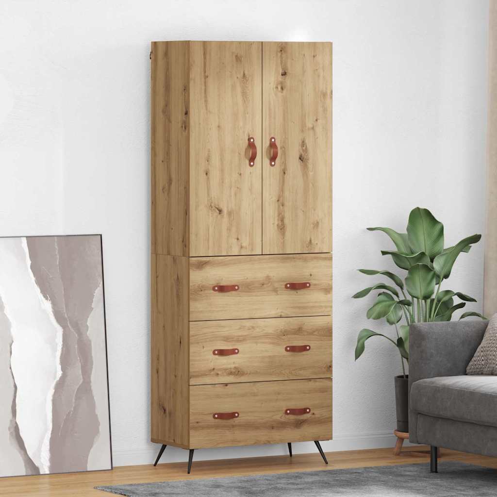vidaXL Buffet haut chêne Artisan 69,5 x 34 x 180 cm bois d'ingénierie