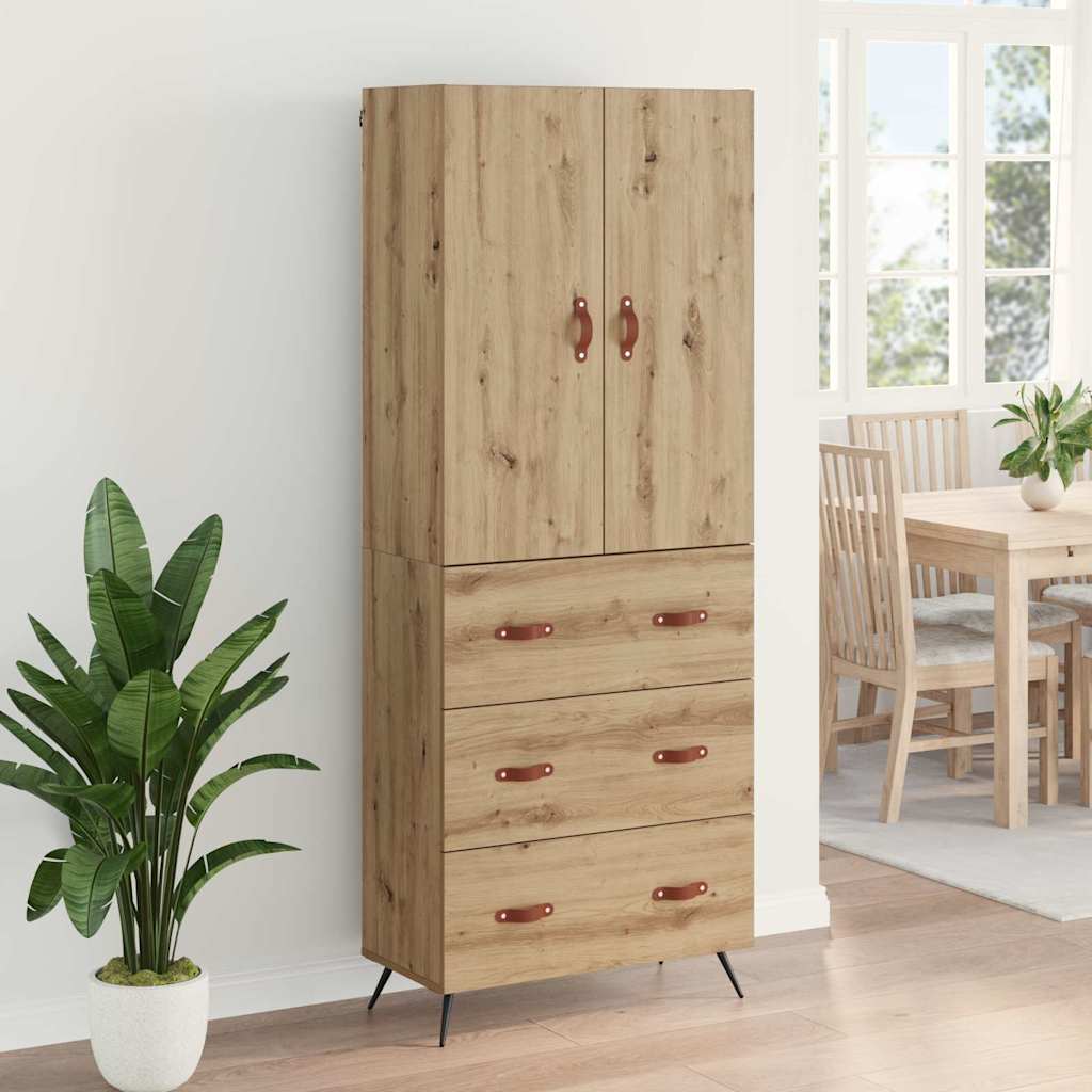 vidaXL Buffet haut chêne Artisan 69,5 x 34 x 180 cm bois d'ingénierie