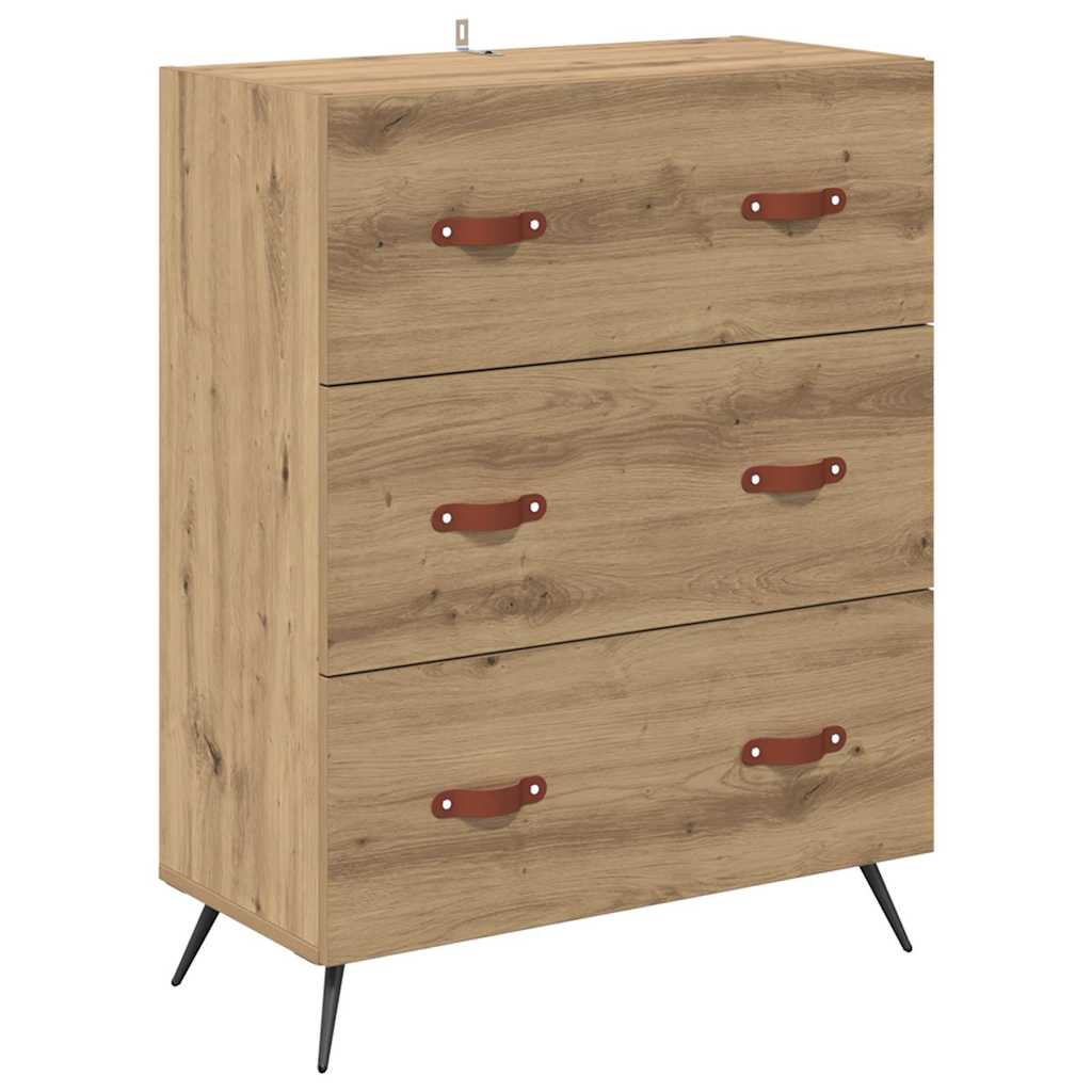 vidaXL Buffet haut chêne Artisan 69,5 x 34 x 180 cm bois d'ingénierie