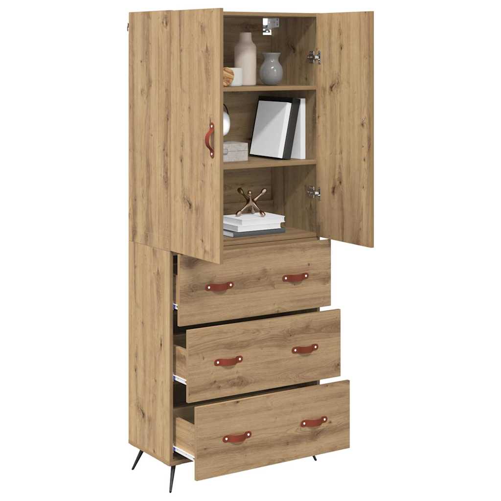 vidaXL Buffet haut chêne Artisan 69,5 x 34 x 180 cm bois d'ingénierie