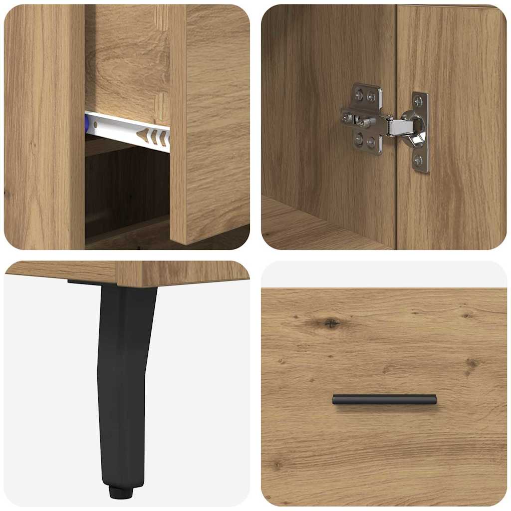 vidaXL Buffet haut chêne artisan 34,5 x 34 x 180 cm bois d'ingénierie