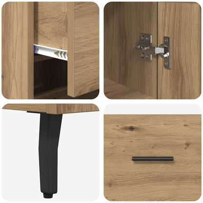 vidaXL Buffet haut chêne artisan 34,5 x 34 x 180 cm bois d'ingénierie