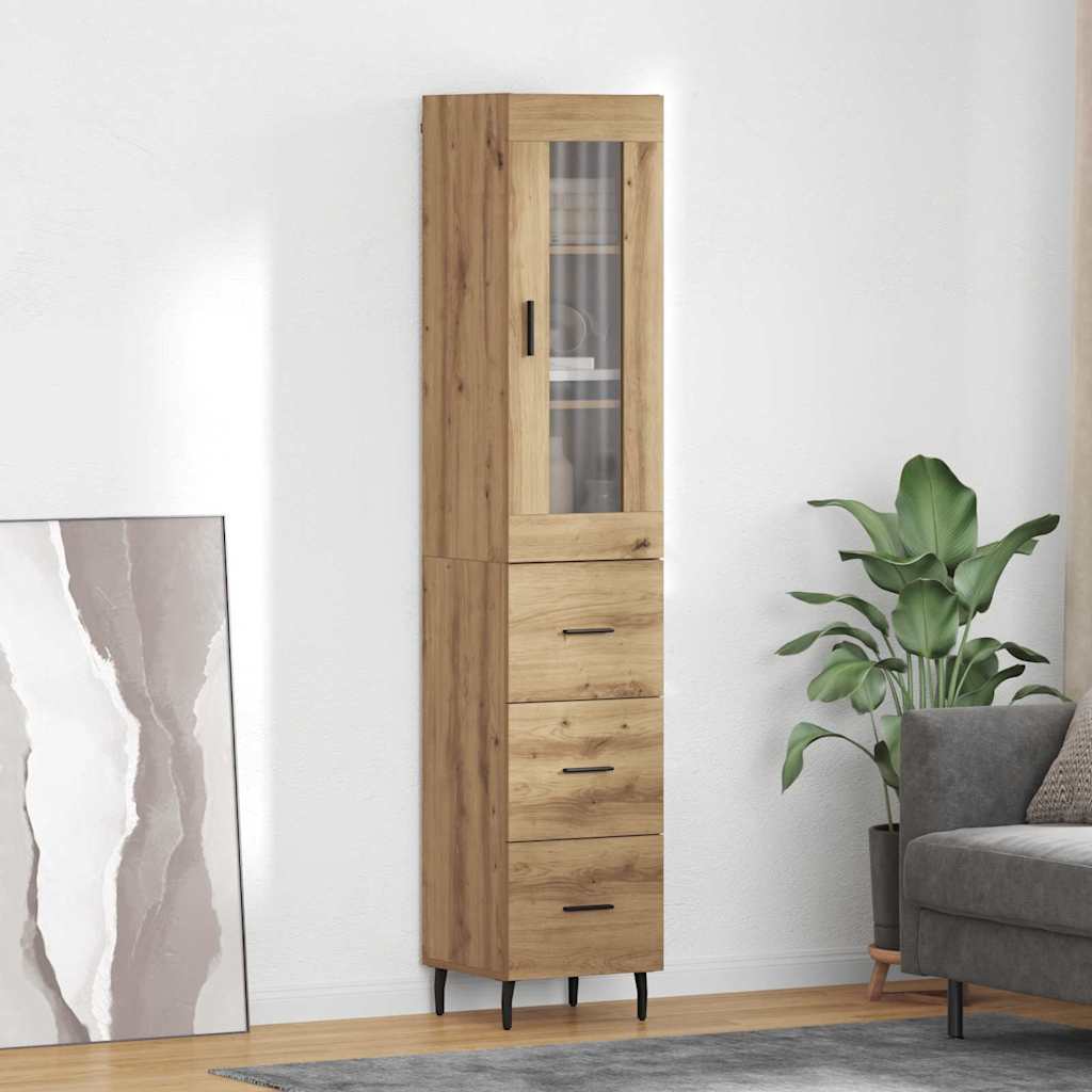 vidaXL Buffet haut chêne artisan 34,5 x 34 x 180 cm bois d'ingénierie