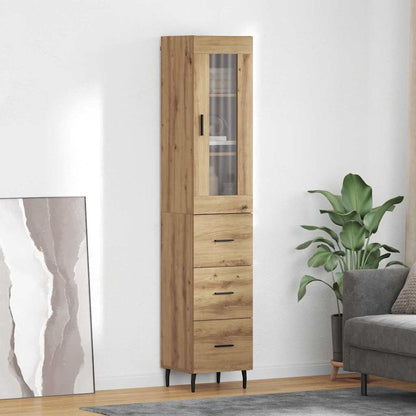 vidaXL Buffet haut chêne artisan 34,5 x 34 x 180 cm bois d'ingénierie