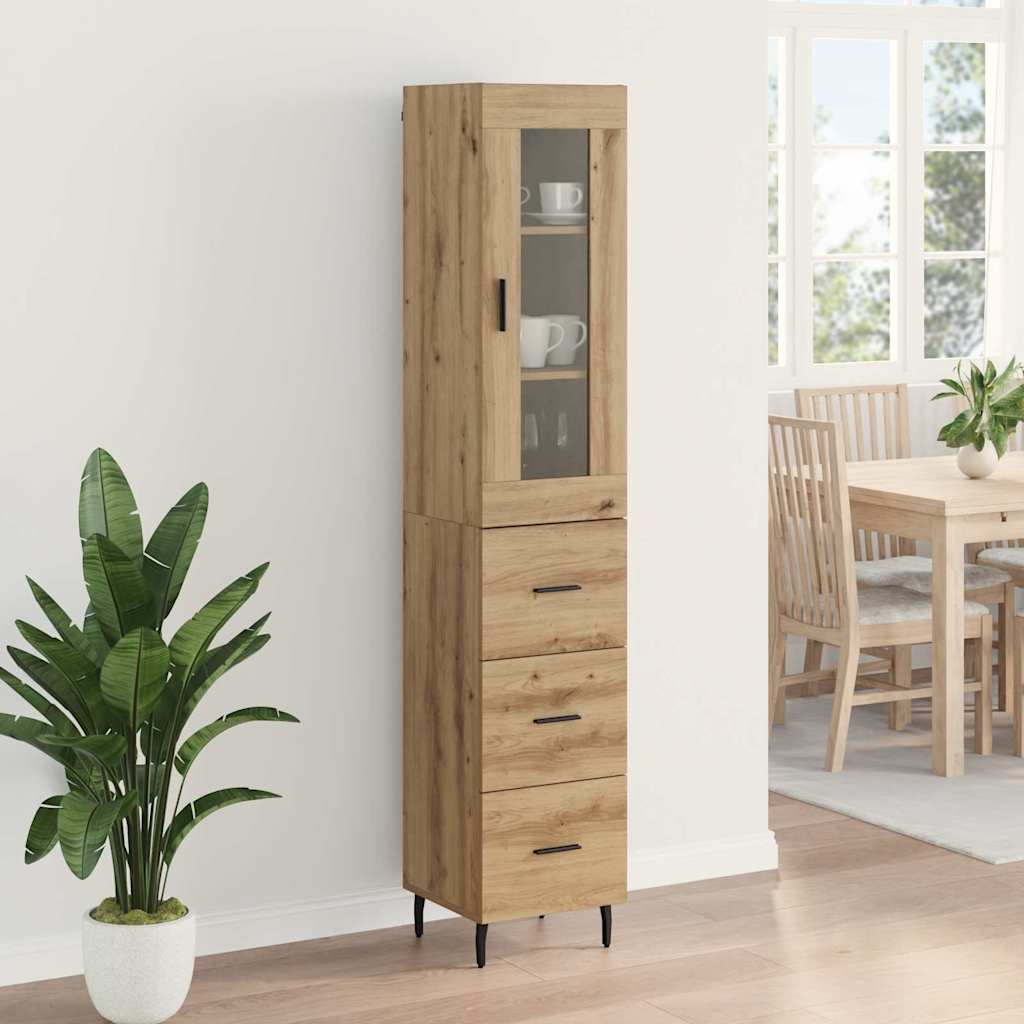 vidaXL Buffet haut chêne artisan 34,5 x 34 x 180 cm bois d'ingénierie