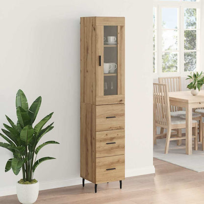 vidaXL Buffet haut chêne artisan 34,5 x 34 x 180 cm bois d'ingénierie