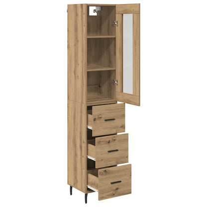 vidaXL Buffet haut chêne artisan 34,5 x 34 x 180 cm bois d'ingénierie