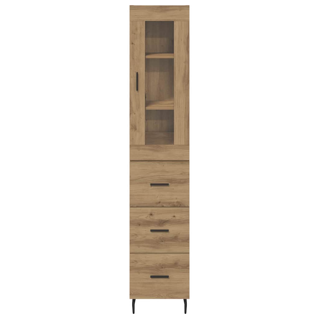vidaXL Buffet haut chêne artisan 34,5 x 34 x 180 cm bois d'ingénierie