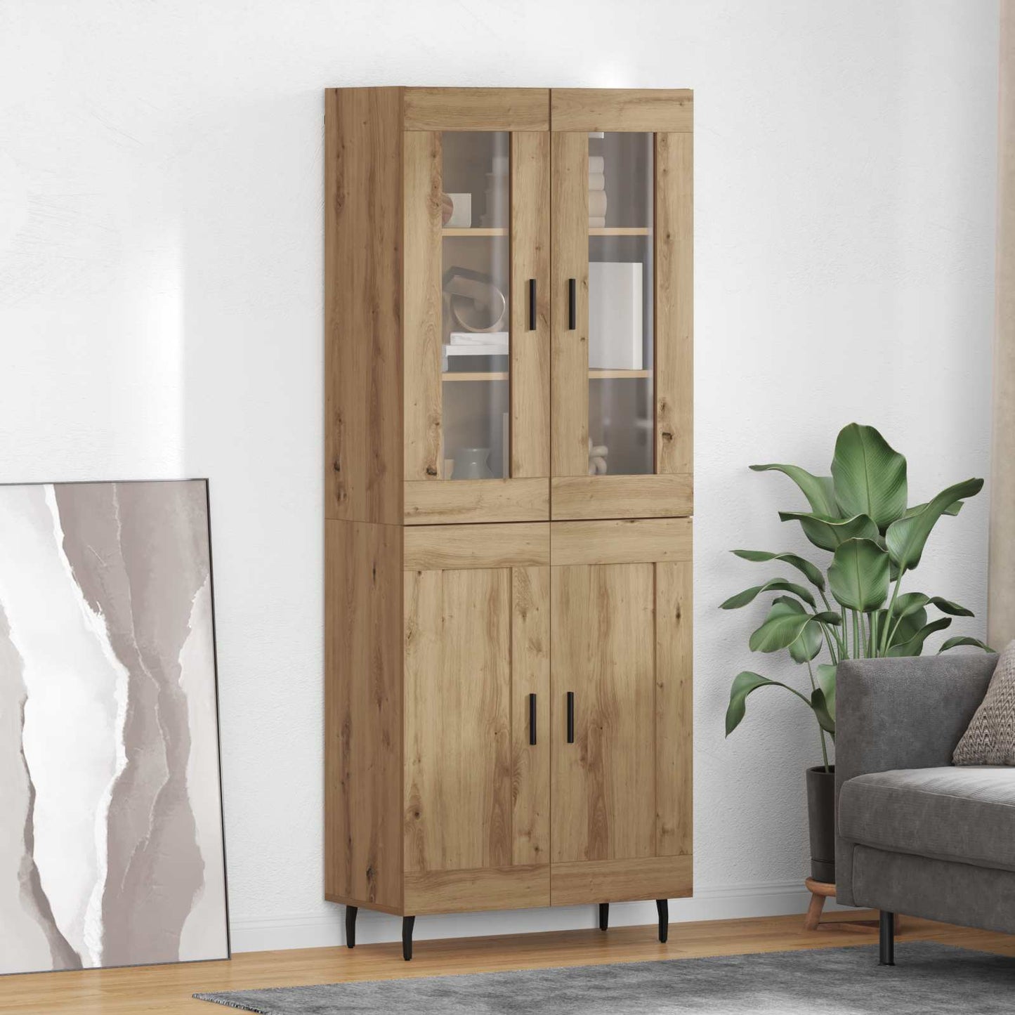 vidaXL Highboard 2 pcs en bois d'ingénierie chêne Artisan