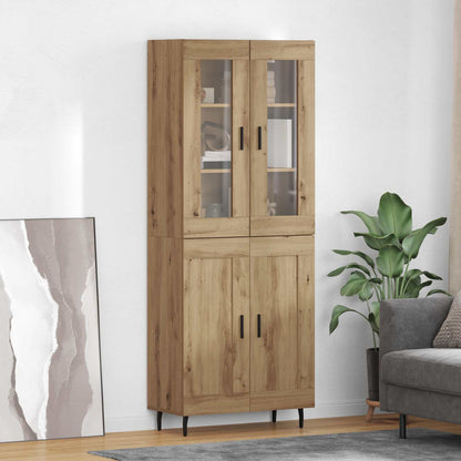 vidaXL Highboard 2 pcs en bois d'ingénierie chêne Artisan
