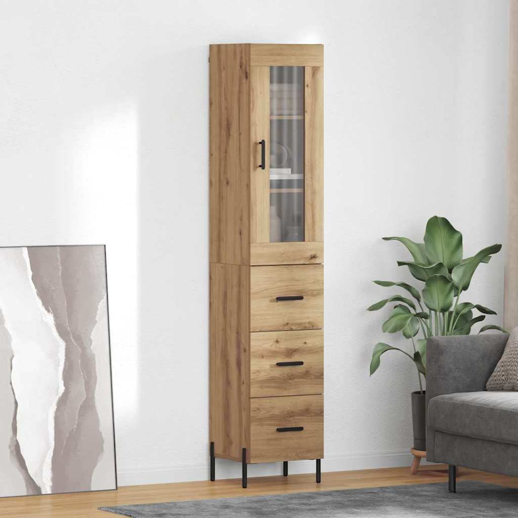 vidaXL Buffet haut chêne artisan 34,5 x 34 x 180 cm bois d'ingénierie