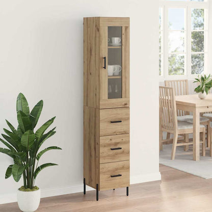 vidaXL Buffet haut chêne artisan 34,5 x 34 x 180 cm bois d'ingénierie