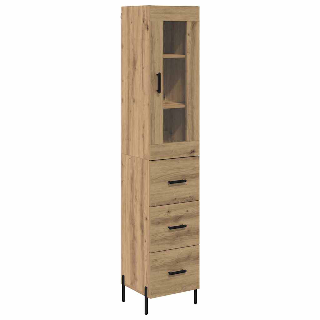 vidaXL Buffet haut chêne artisan 34,5 x 34 x 180 cm bois d'ingénierie