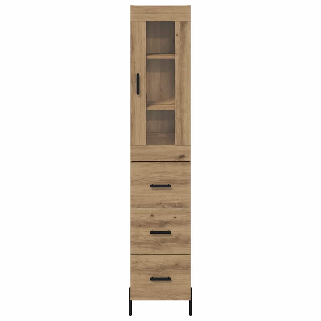 vidaXL Buffet haut chêne artisan 34,5 x 34 x 180 cm bois d'ingénierie