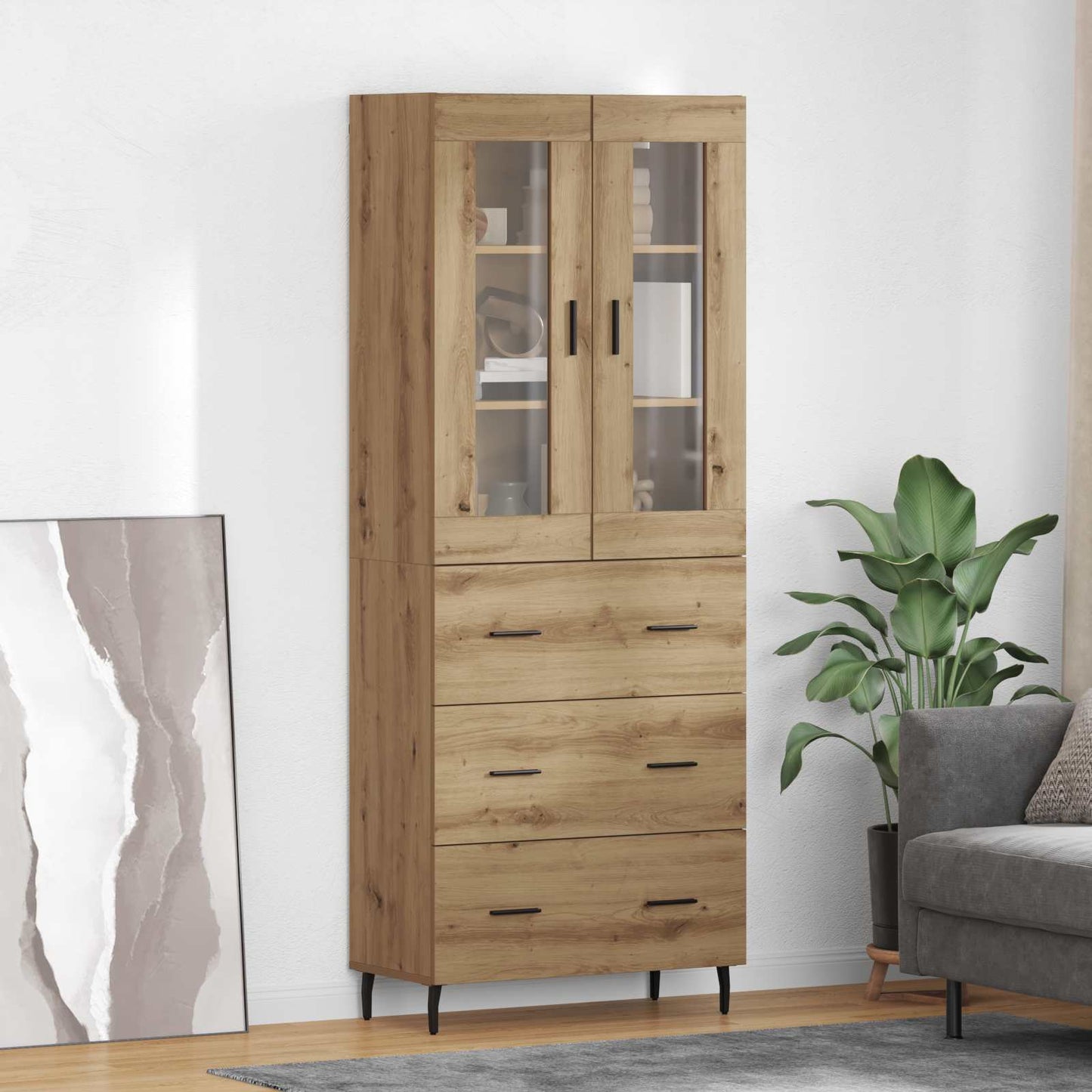 vidaXL Buffet haut avec tiroirs 2 pcs Chêne Artisan Bois d'ingénierie
