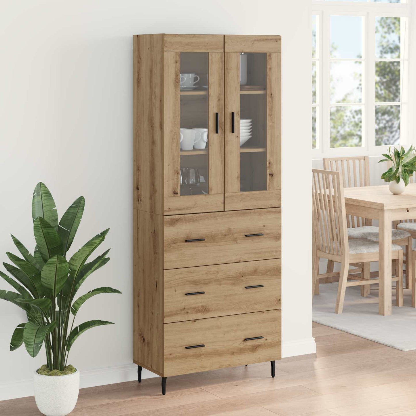 vidaXL Buffet haut avec tiroirs 2 pcs Chêne Artisan Bois d'ingénierie
