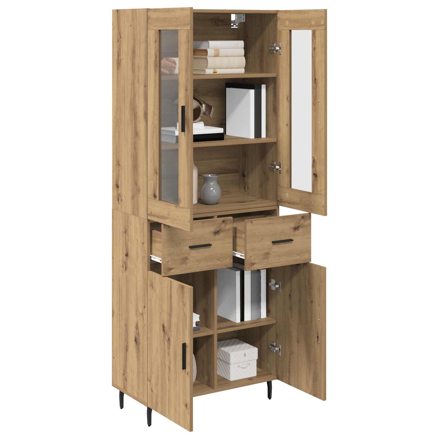 Highboard mit Schubladen 2 pcs Artisan-Eiche Holzwerkstoff
