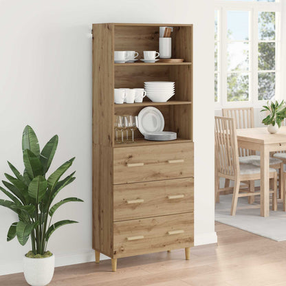 vidaXL Highboard Chêne Artisanal 69,5 x 32,5 x 180 cm Bois d'ingénierie