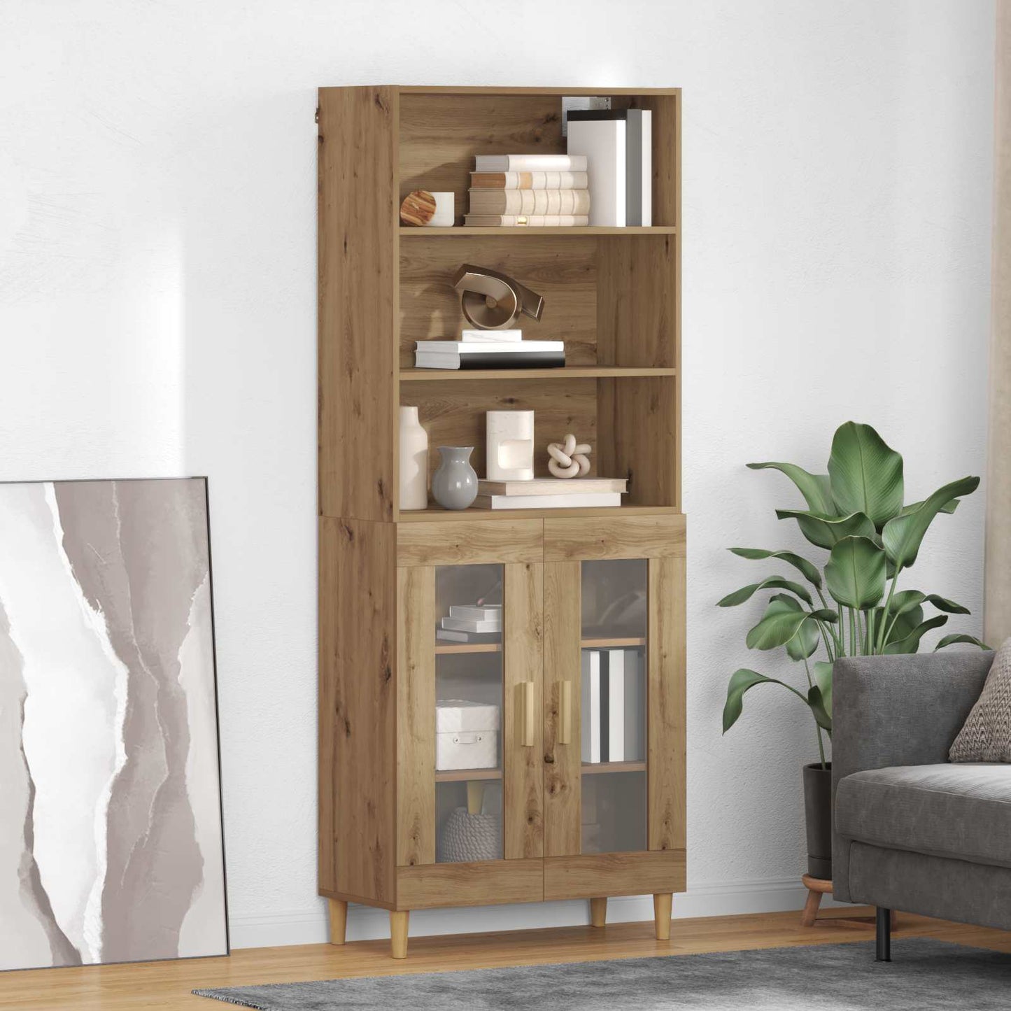 vidaXL Bahut en bois d'ingénierie chêne artisan 69,5 x 32,5 x 180 cm