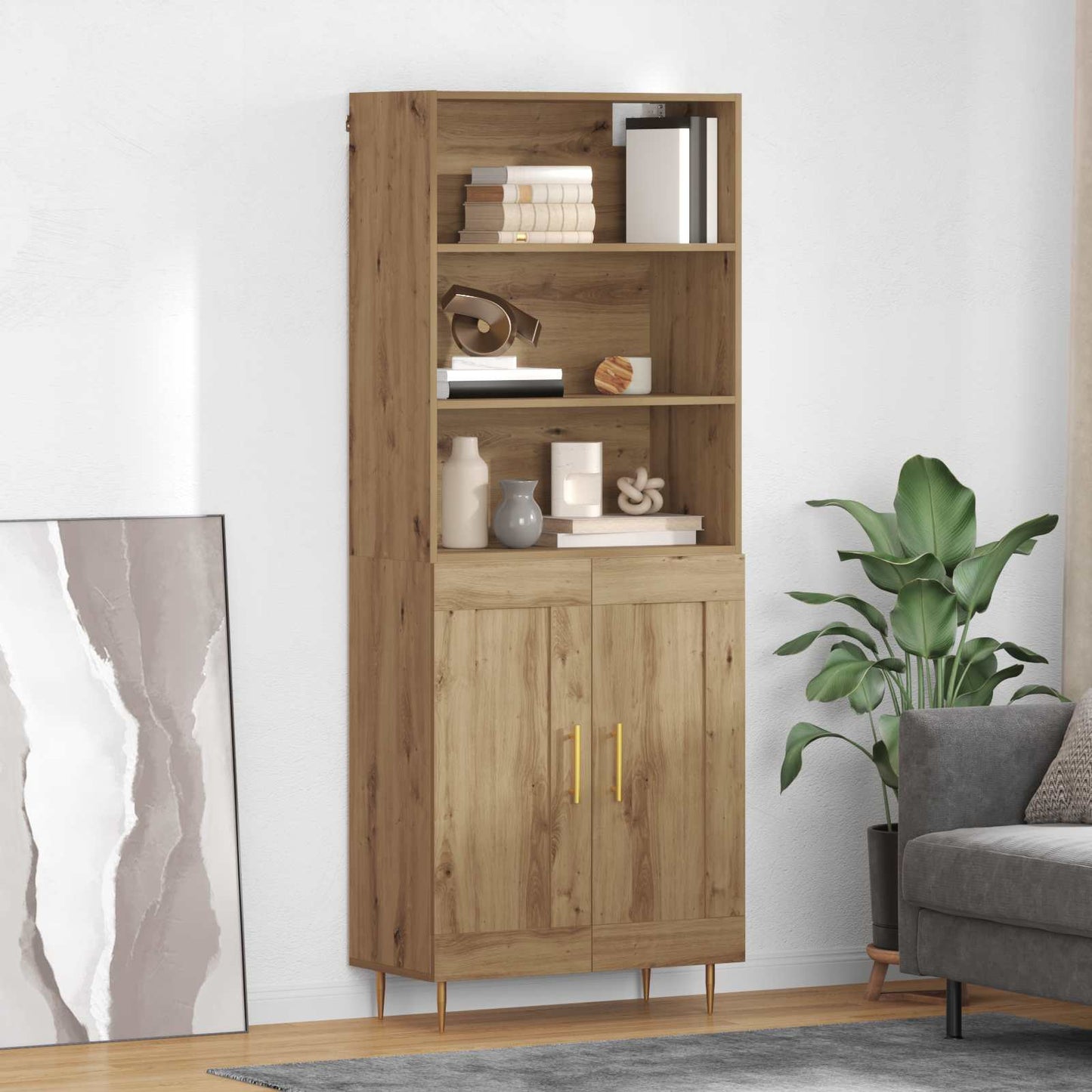 vidaXL Highboard Artisan-Eiche 69,5 x 34 x 180 cm Holzwerkstoff