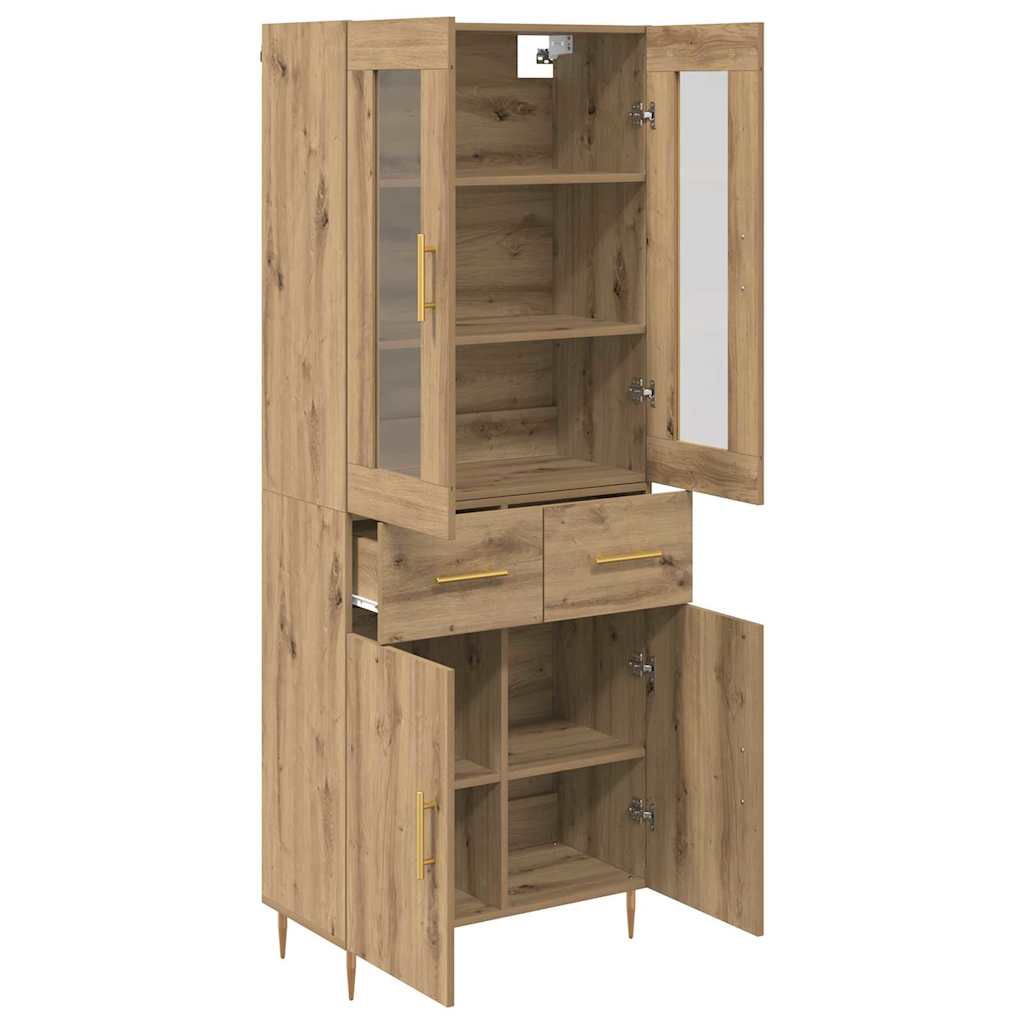 vidaXL Highboard mit Schubladen 2 pcs Artisan-Eiche Holzwerkstoff