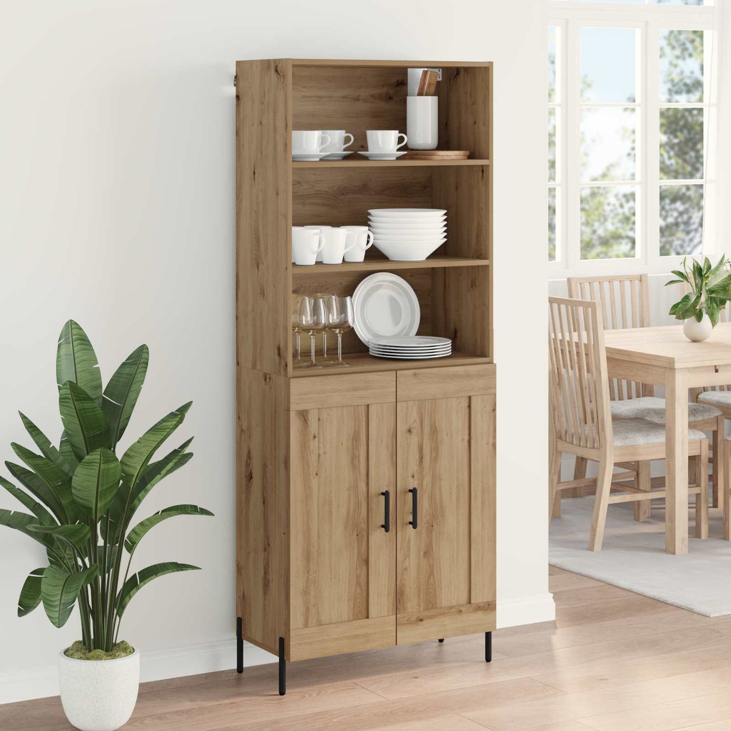 vidaXL Highboard Artisan-Eiche 69,5 x 32,5 x 180 cm Holzwerkstoff