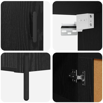 vidaXL Highboard 2 Stück Schwarz Eichen-Optik Holzwerkstoff