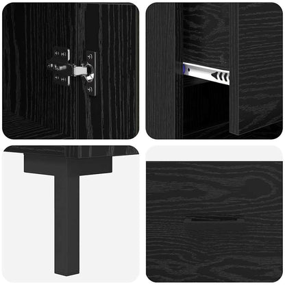 vidaXL Highboard Schwarz Eichen-Optik 34,5 x 34 x 180 cm Holzwerkstoff