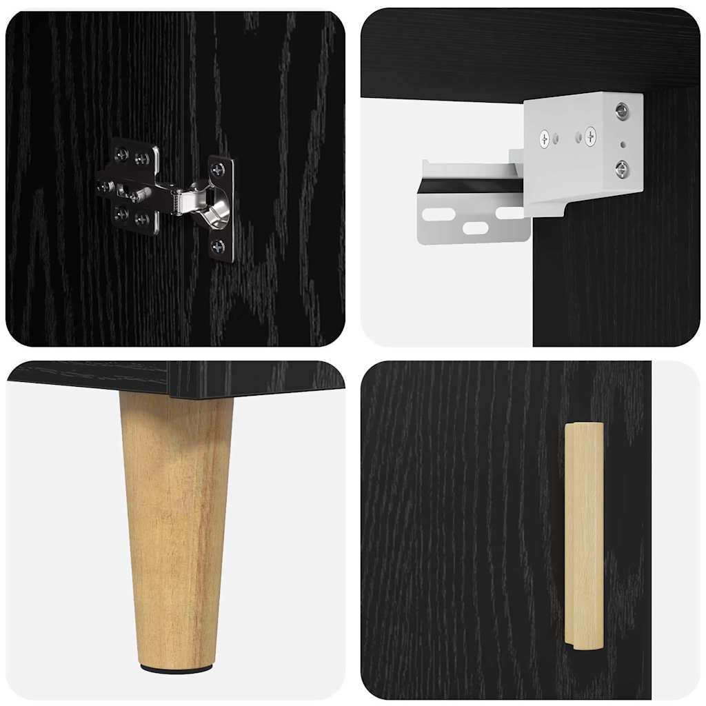 Highboard Schwarz Eichen-Optik 69,5 x 32,5 x 180 cm