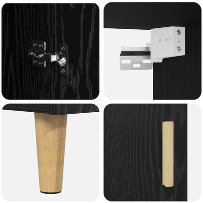 Highboard Schwarz Eichen-Optik 69,5 x 32,5 x 180 cm