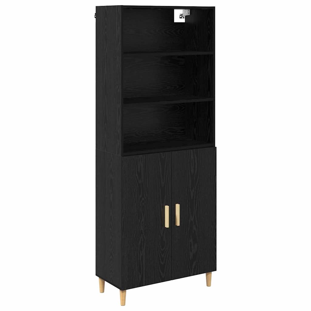Highboard Schwarz Eichen-Optik 69,5 x 32,5 x 180 cm