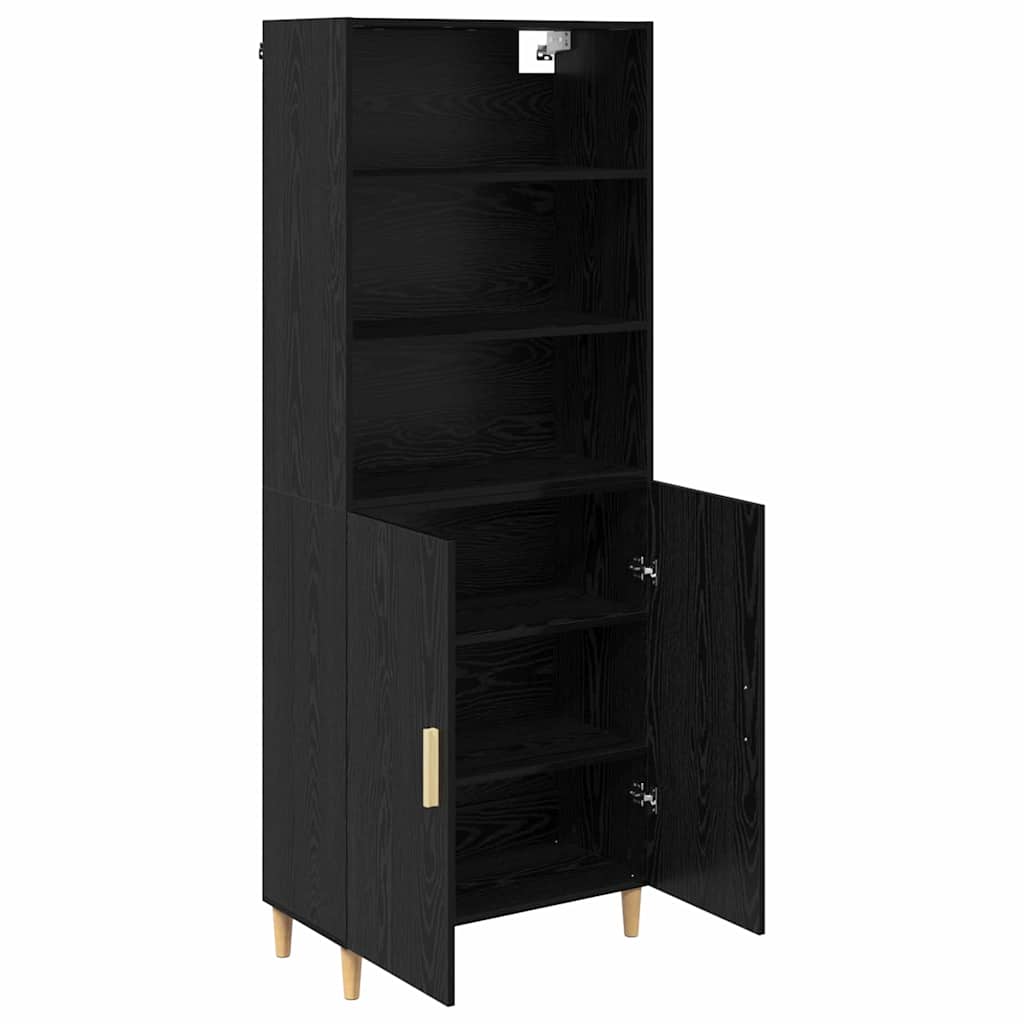 Highboard Schwarz Eichen-Optik 69,5 x 32,5 x 180 cm