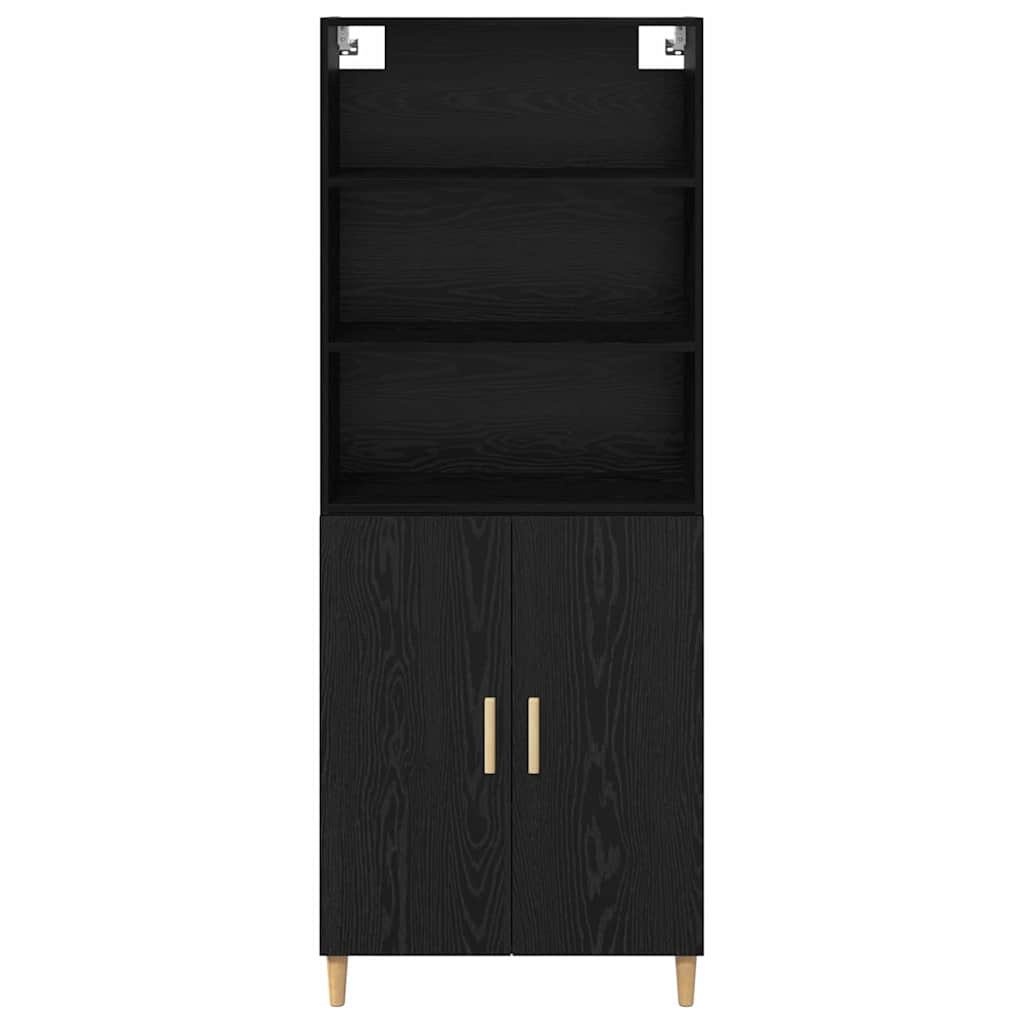 Highboard Schwarz Eichen-Optik 69,5 x 32,5 x 180 cm