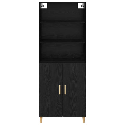 Highboard Schwarz Eichen-Optik 69,5 x 32,5 x 180 cm