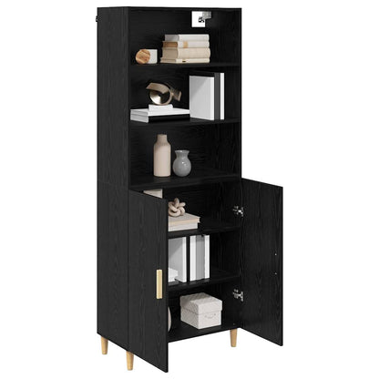 Highboard Schwarz Eichen-Optik 69,5 x 32,5 x 180 cm