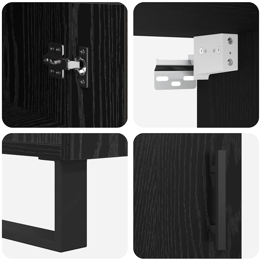 vidaXL Highboard Schwarz Eichen-Optik 34,5 x 34 x 180 cm Holzwerkstoff