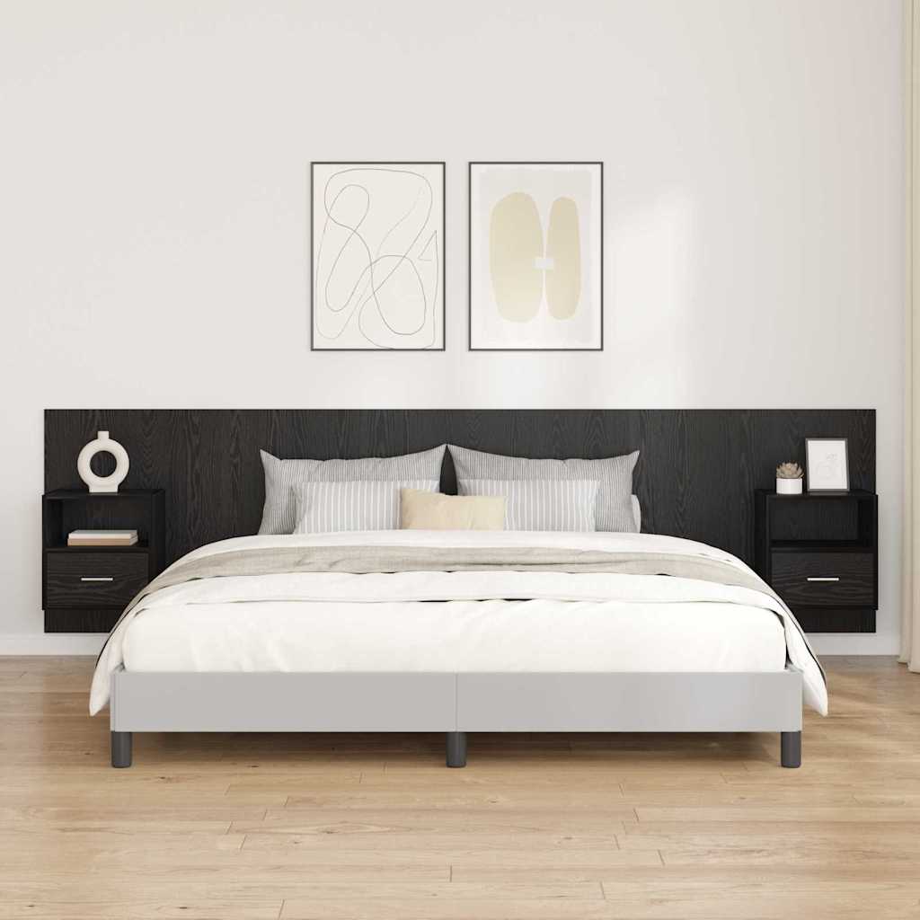 vidaXL Tête de lit avec rangement 3 pcs Noir Aspect chêne Bois d'ingénierie