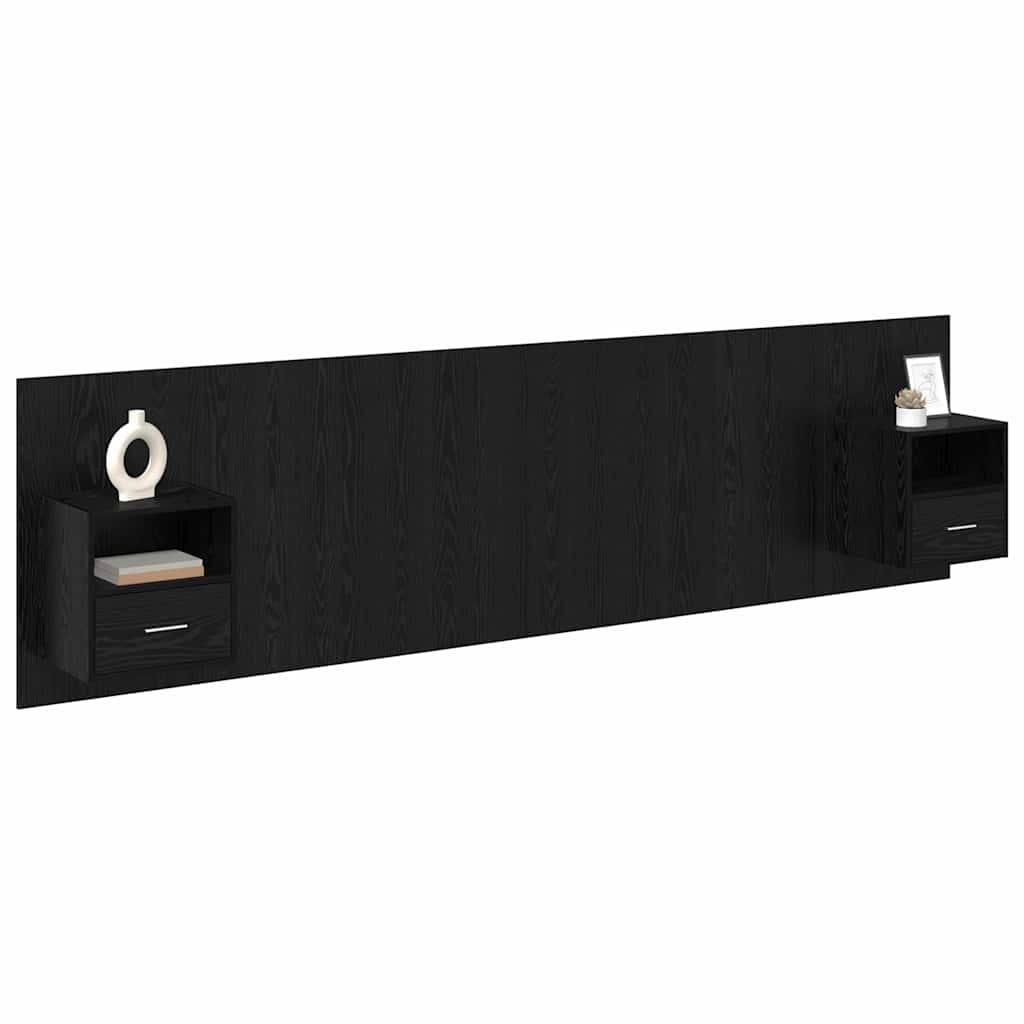 vidaXL Tête de lit avec rangement 3 pcs Noir Aspect chêne Bois d'ingénierie