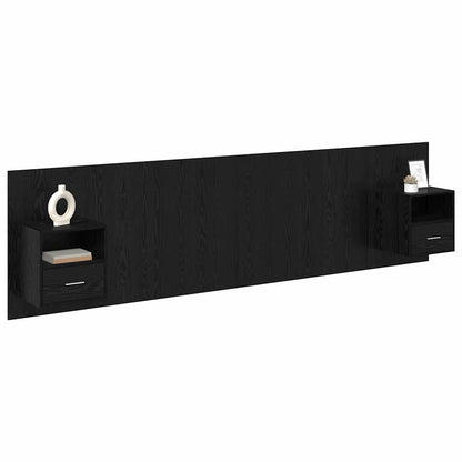vidaXL Tête de lit avec rangement 3 pcs Noir Aspect chêne Bois d'ingénierie