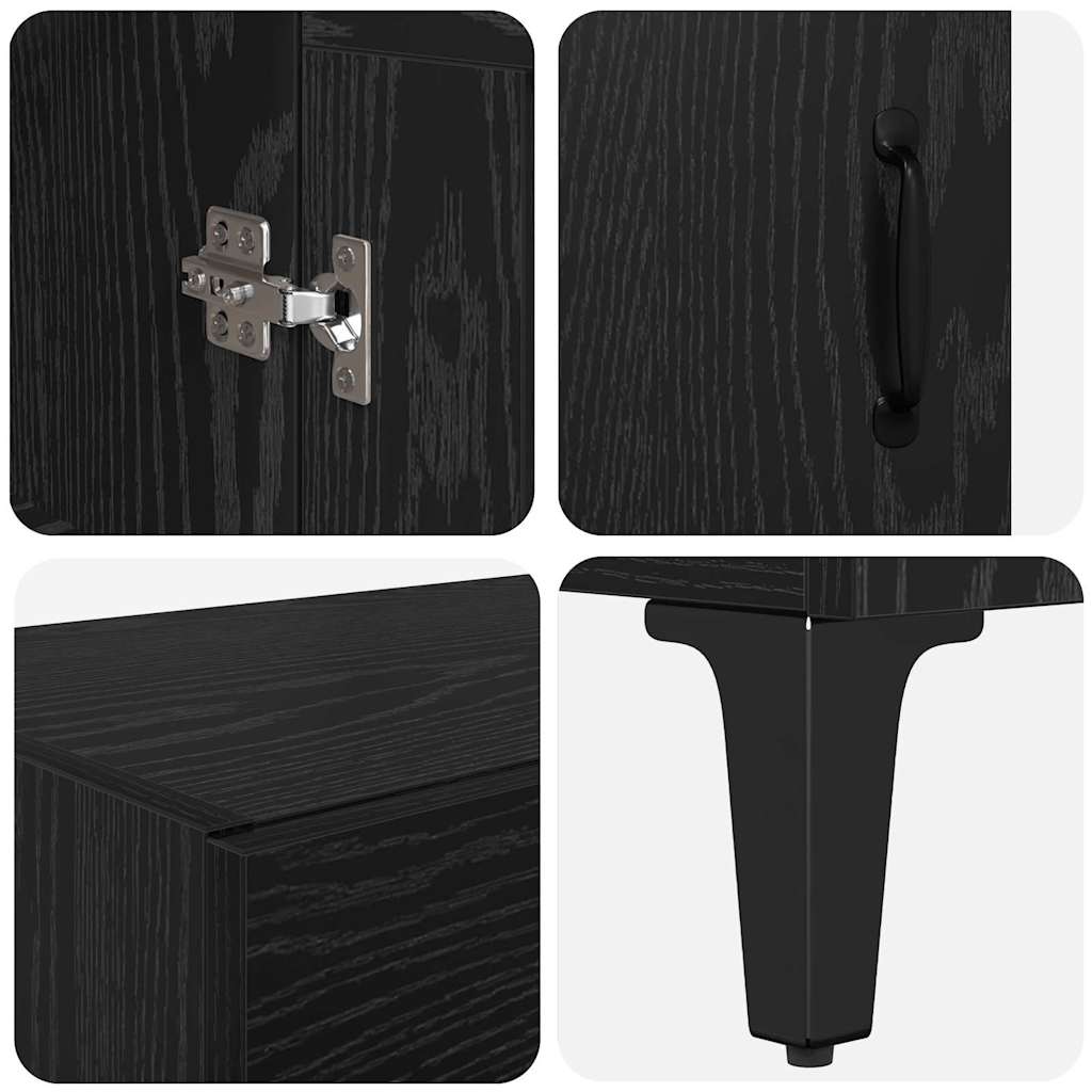 vidaXL Buffet haut noir aspect chêne 69,5 x 34 x 180 cm Bois d'ingénierie