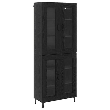 vidaXL Buffet haut noir aspect chêne 69,5 x 34 x 180 cm Bois d'ingénierie