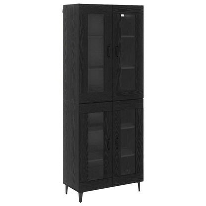 vidaXL Buffet haut noir aspect chêne 69,5 x 34 x 180 cm Bois d'ingénierie