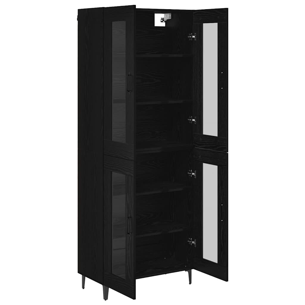 vidaXL Buffet haut noir aspect chêne 69,5 x 34 x 180 cm Bois d'ingénierie