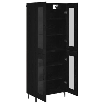 vidaXL Buffet haut noir aspect chêne 69,5 x 34 x 180 cm Bois d'ingénierie