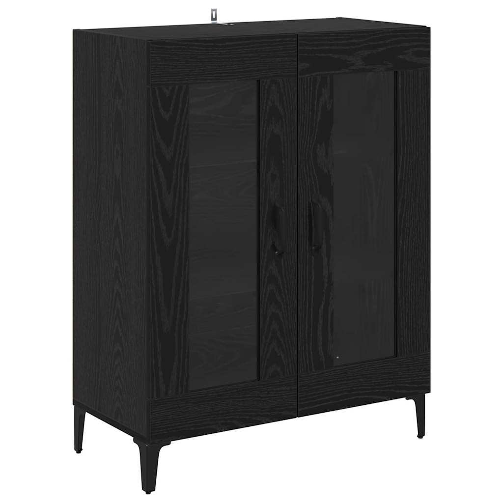 vidaXL Buffet haut noir aspect chêne 69,5 x 34 x 180 cm Bois d'ingénierie