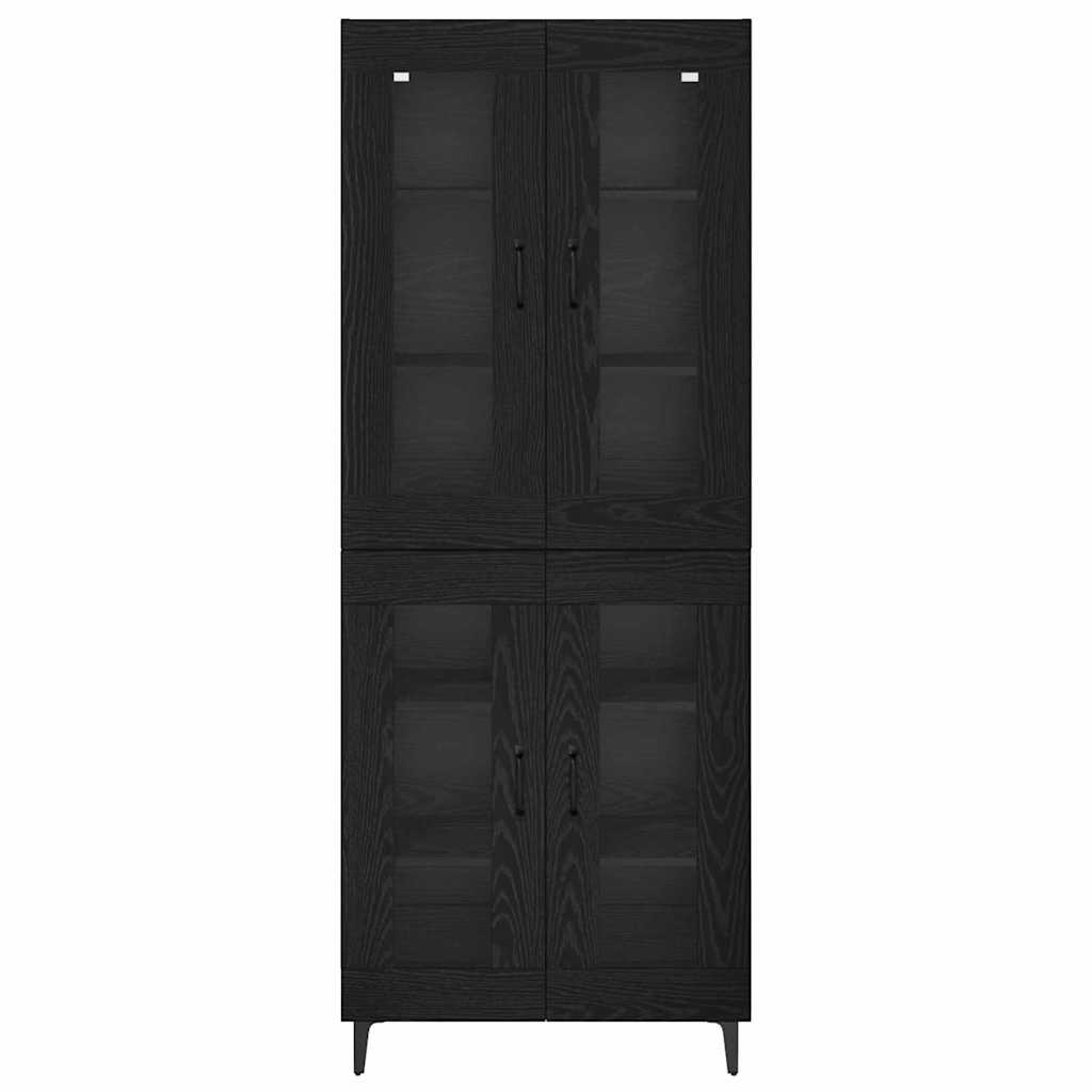 vidaXL Buffet haut noir aspect chêne 69,5 x 34 x 180 cm Bois d'ingénierie